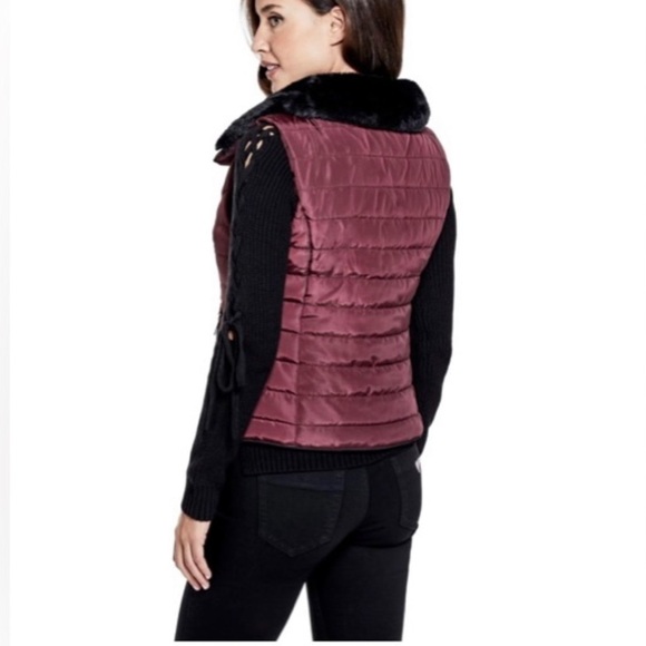 Guess Women's Front Runner Faux Fur Puffer Vest Size Medium - Picture 2 of 11